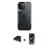 MARSİLYAN™- iPhone 15 Pro Kılıf Akış Çizgi Koleksiyonu - Siyah 360 Mat Full Body Arka Koruyucu + Raze Metal Kamera Lens - GS