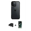 MARSİLYAN™- iPhone 15 Pro Kılıf Akış Çizgi Koleksiyonu - Siyah 360 Mat Full Body Arka Koruyucu + Raze Metal Kamera Lens - TMGI