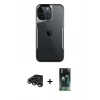 MARSİLYAN™- iPhone 15 Pro Kılıf Akış Çizgi Koleksiyonu - Siyah 360 Mat Full Body Arka Koruyucu + Raze Metal Kamera Lens - TMGI