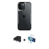 MARSİLYAN™- iPhone 15 Pro Kılıf Akış Çizgi Koleksiyonu - Siyah 3D Antistatik Seramik Nano Ekran Koruyucu + Raze Metal Kamera Lens - LT