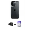 MARSİLYAN™- iPhone 15 Pro Kılıf Akış Çizgi Koleksiyonu - Siyah Bilvis 5in1 3D Magic Cam Ekran Koruyucu + Raze Metal Kamera Lens - TMGI