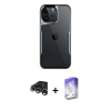 MARSİLYAN™- iPhone 15 Pro Kılıf Akış Çizgi Koleksiyonu - Siyah Bilvis 5in1 3D Magic Cam Ekran Koruyucu + Raze Metal Kamera Lens - GS