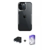 MARSİLYAN™- iPhone 15 Pro Kılıf Akış Çizgi Koleksiyonu - Siyah Bilvis 5in1 3D Magic Cam Ekran Koruyucu + Raze Metal Kamera Lens - LT