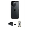MARSİLYAN™- iPhone 15 Pro Kılıf Akış Çizgi Koleksiyonu - Siyah Bilvis Hayalet Cam Ekran Koruyucu + Raze Metal Kamera Lens - LT