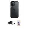 MARSİLYAN™- iPhone 15 Pro Kılıf Akış Çizgi Koleksiyonu - Siyah Joko 5D Cam + Raze Metal Kamera Lens - GS