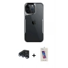 MARSİLYAN™- iPhone 15 Pro Kılıf Akış Çizgi Koleksiyonu - Siyah Joko 5D Cam + Raze Metal Kamera Lens - LT