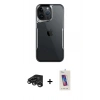 MARSİLYAN™- iPhone 15 Pro Kılıf Akış Çizgi Koleksiyonu - Siyah Joko 5D Cam + Raze Metal Kamera Lens - TMGI
