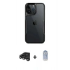 MARSİLYAN™- iPhone 15 Pro Kılıf Akış Çizgi Koleksiyonu - Siyah Joko Magic 5D Cam + Raze Metal Kamera Lens - TMGI