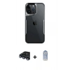MARSİLYAN™- iPhone 15 Pro Kılıf Akış Çizgi Koleksiyonu - Siyah Joko Magic 5D Cam + Raze Metal Kamera Lens - LT