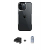 MARSİLYAN™- iPhone 15 Pro Kılıf Akış Çizgi Koleksiyonu - Siyah Joko Magic 5D Cam + Raze Metal Kamera Lens - TMGI