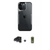 MARSİLYAN™- iPhone 15 Pro Kılıf Akış Çizgi Koleksiyonu - Siyah Joko Magic 5D Hayalet Cam + Raze Metal Kamera Lens - GS