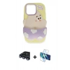 MARSİLYAN™- iPhone 15 Pro Kılıf Akış Yansıma - Siyah 3D Antistatik Cam Ekran Koruyucu + Raze Metal Kamera Lens - LT
