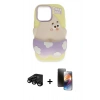 MARSİLYAN™- iPhone 15 Pro Kılıf Akış Yansıma - Siyah 3D Antistatik Mat Seramik Nano Ekran Koruyucu + Raze Metal Kamera Lens - SH