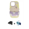 MARSİLYAN™- iPhone 15 Pro Kılıf Akış Yansıma - Siyah 3D Antistatik Seramik Nano Ekran Koruyucu + Raze Metal Kamera Lens - GS