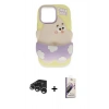 MARSİLYAN™- iPhone 15 Pro Kılıf Akış Yansıma - Siyah Bilvis 3D Mat Cam Ekran Koruyucu + Raze Metal Kamera Lens - GS
