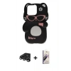 MARSİLYAN™- iPhone 15 Pro Kılıf Akış Yansıma - Siyah Bilvis 3D Mat Cam Ekran Koruyucu + Raze Metal Kamera Lens - TMGI