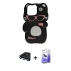 MARSİLYAN™- iPhone 15 Pro Kılıf Akış Yansıma - Siyah Bilvis 5in1 5D Magic Hayalet Cam Ekran Koruyucu + Raze Metal Kamera Lens - LT
