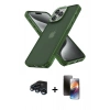 MARSİLYAN™- iPhone 15 Pro Kılıf Atlas Form - Siyah 3D Antistatik Mat Seramik Nano Ekran Koruyucu + Raze Metal Kamera Lens - LT
