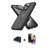 MARSİLYAN™- iPhone 15 Pro Kılıf Atlas Form - Siyah 3D Antistatik Mat Seramik Nano Ekran Koruyucu + Raze Metal Kamera Lens - TMGI
