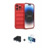 MARSİLYAN™- iPhone 15 Pro Kılıf Atlas Koleksiyonu - Siyah 3D Antistatik Seramik Nano Ekran Koruyucu + Raze Metal Kamera Lens - LT