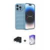 MARSİLYAN™- iPhone 15 Pro Kılıf Atlas Koleksiyonu - Siyah Bilvis 5in1 3D Magic Cam Ekran Koruyucu + Raze Metal Kamera Lens - LT
