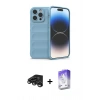 MARSİLYAN™- iPhone 15 Pro Kılıf Atlas Koleksiyonu - Siyah Bilvis 5in1 3D Magic Cam Ekran Koruyucu + Raze Metal Kamera Lens - TMGI