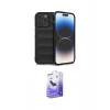 MARSİLYAN™- iPhone 15 Pro Kılıf Atlas Koleksiyonu - Siyah Bilvis 5in1 5D Magic Hayalet Cam Ekran Koruyucu