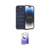 MARSİLYAN™- iPhone 15 Pro Kılıf Atlas Koleksiyonu - Siyah Bilvis 5in1 5D Magic Hayalet Cam Ekran Koruyucu