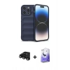 MARSİLYAN™- iPhone 15 Pro Kılıf Atlas Koleksiyonu - Siyah Bilvis 5in1 5D Magic Hayalet Cam Ekran Koruyucu + Raze Metal Kamera Lens - SH