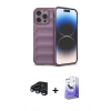 MARSİLYAN™- iPhone 15 Pro Kılıf Atlas Koleksiyonu - Siyah Bilvis 5in1 5D Magic Hayalet Cam Ekran Koruyucu + Raze Metal Kamera Lens - LT