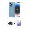 MARSİLYAN™- iPhone 15 Pro Kılıf Atlas Koleksiyonu - Siyah Bilvis 5in1 5D Magic Hayalet Cam Ekran Koruyucu + Raze Metal Kamera Lens - TMGI