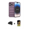MARSİLYAN™- iPhone 15 Pro Kılıf Atlas Koleksiyonu - Siyah Buffer Cam Ekran Koruyucu + Raze Metal Kamera Lens - SH