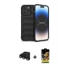 MARSİLYAN™- iPhone 15 Pro Kılıf Atlas Koleksiyonu - Siyah Buffer Cam Ekran Koruyucu + Raze Metal Kamera Lens - SH