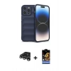 MARSİLYAN™- iPhone 15 Pro Kılıf Atlas Koleksiyonu - Siyah Buffer Hayalet Cam Ekran Koruyucu + Raze Metal Kamera Lens - GS