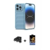 MARSİLYAN™- iPhone 15 Pro Kılıf Atlas Koleksiyonu - Siyah Buffer Hayalet Cam Ekran Koruyucu + Raze Metal Kamera Lens - GS