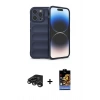 MARSİLYAN™- iPhone 15 Pro Kılıf Atlas Koleksiyonu - Siyah Buffer Hayalet Cam Ekran Koruyucu + Raze Metal Kamera Lens - TMGI