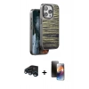 MARSİLYAN™- iPhone 15 Pro Kılıf Atlas Minimal Özel Seri - Siyah 3D Antistatik Mat Seramik Nano Ekran Koruyucu + Raze Metal Kamera Lens - LT