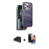 MARSİLYAN™- iPhone 15 Pro Kılıf Atlas Minimal Özel Seri - Siyah 3D Antistatik Mat Seramik Nano Ekran Koruyucu + Raze Metal Kamera Lens - TMGI