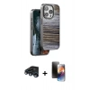 MARSİLYAN™- iPhone 15 Pro Kılıf Atlas Minimal Özel Seri - Siyah 3D Antistatik Mat Seramik Nano Ekran Koruyucu + Raze Metal Kamera Lens - LT