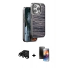 MARSİLYAN™- iPhone 15 Pro Kılıf Atlas Minimal Özel Seri - Siyah 3D Antistatik Mat Seramik Nano Ekran Koruyucu + Raze Metal Kamera Lens - SH