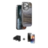 MARSİLYAN™- iPhone 15 Pro Kılıf Atlas Minimal Özel Seri - Siyah 3D Antistatik Mat Seramik Nano Ekran Koruyucu + Raze Metal Kamera Lens - SH