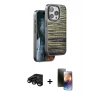 MARSİLYAN™- iPhone 15 Pro Kılıf Atlas Minimal Özel Seri - Siyah 3D Antistatik Mat Seramik Nano Ekran Koruyucu + Raze Metal Kamera Lens - SH