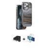 MARSİLYAN™- iPhone 15 Pro Kılıf Atlas Minimal Özel Seri - Siyah 3D Antistatik Seramik Nano Ekran Koruyucu + Raze Metal Kamera Lens - TMGI