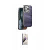 MARSİLYAN™- iPhone 15 Pro Kılıf Atlas Minimal Özel Seri - Siyah Bilvis 3D Mat Cam Ekran Koruyucu