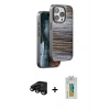 MARSİLYAN™- iPhone 15 Pro Kılıf Atlas Minimal Özel Seri - Siyah Polymer Nano Ekran Koruyucu + Raze Metal Kamera Lens - SH