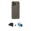 MARSİLYAN™- iPhone 15 Pro Kılıf Atlas Minimal Prime - Siyah 3D Antistatik Cam Ekran Koruyucu + Raze Metal Kamera Lens - LT