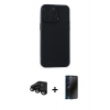 MARSİLYAN™- iPhone 15 Pro Kılıf Atlas Minimal Prime - Siyah 3D Antistatik Hayalet Cam Ekran Koruyucu + Raze Metal Kamera Lens - SH
