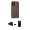 MARSİLYAN™- iPhone 15 Pro Kılıf Atlas Minimal Prime - Siyah 3D Antistatik Hayalet Cam Ekran Koruyucu + Raze Metal Kamera Lens - SH
