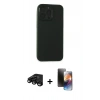 MARSİLYAN™- iPhone 15 Pro Kılıf Atlas Minimal Prime - Siyah 3D Antistatik Mat Seramik Nano Ekran Koruyucu + Raze Metal Kamera Lens - SH