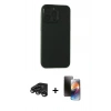 MARSİLYAN™- iPhone 15 Pro Kılıf Atlas Minimal Prime - Siyah 3D Antistatik Mat Seramik Nano Ekran Koruyucu + Raze Metal Kamera Lens - TMGI